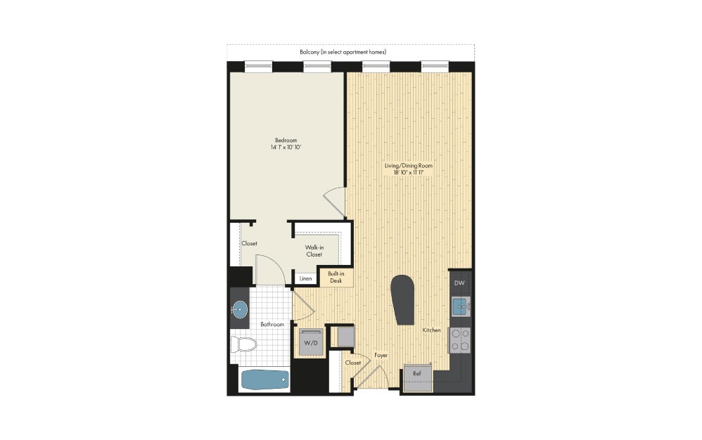 One Bedroom Floor Plan For Upstairs At Bethesda Row