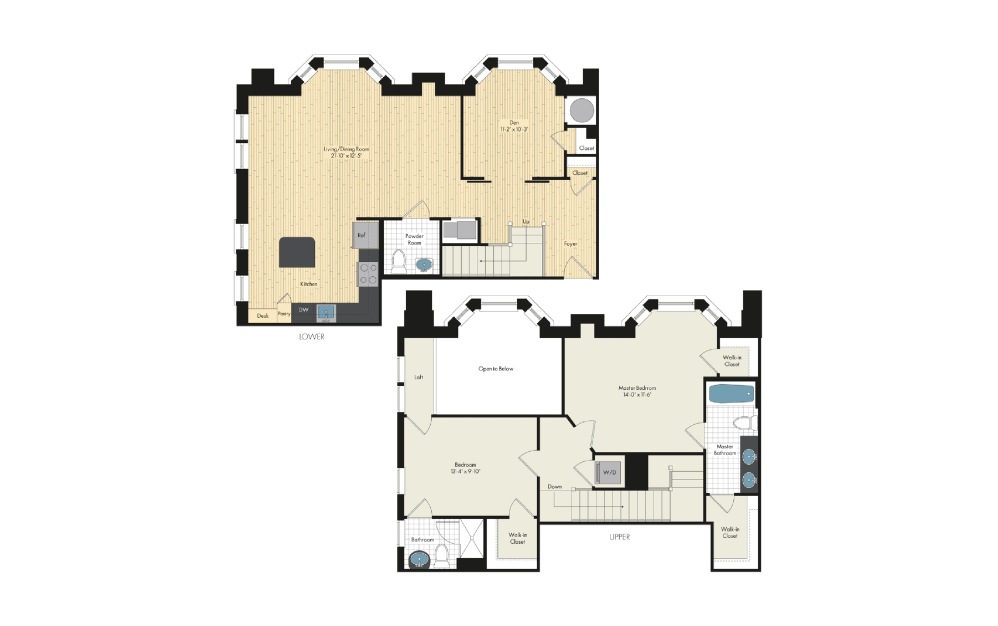 2 Bedroom Floor Plan At Upstairs At Bethesda Row