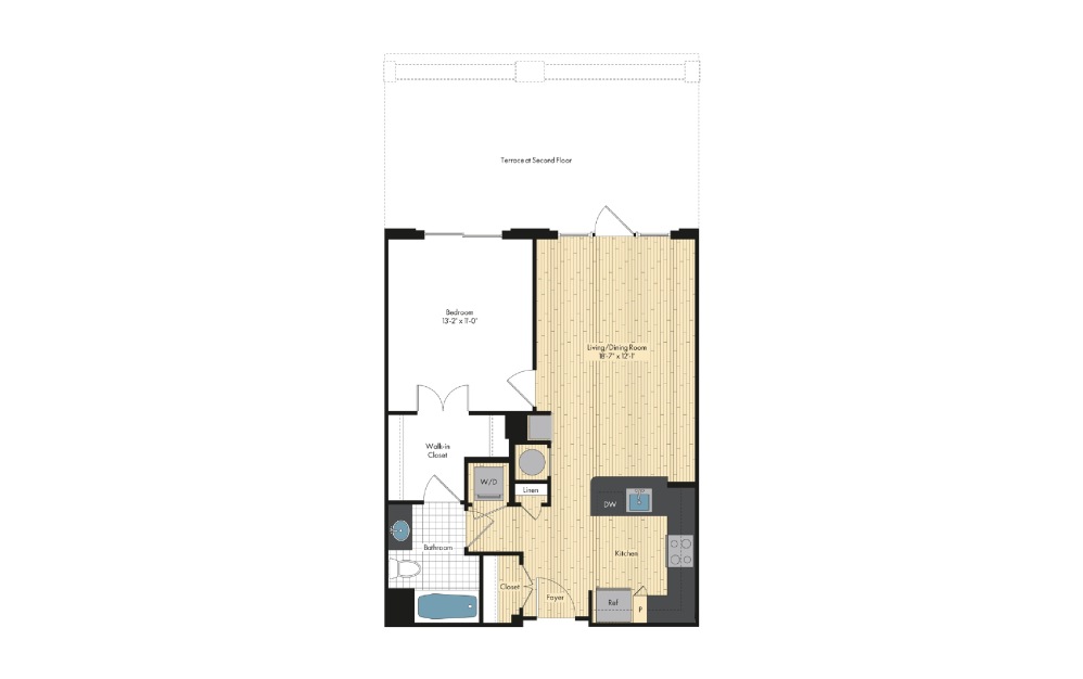 One Bedroom Floor Plan For Upstairs At Bethesda Row