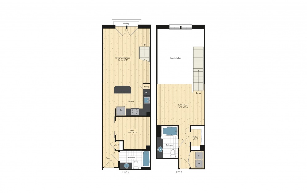 One Bedroom Floor Plan For Upstairs At Bethesda Row
