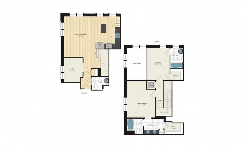 2 Bedroom Floor Plan At Upstairs At Bethesda Row