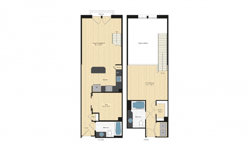 One Bedroom Floor Plan For Upstairs At Bethesda Row