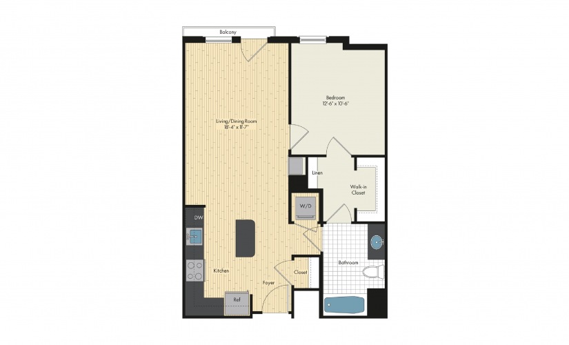 One Bedroom Floor Plan For Upstairs At Bethesda Row
