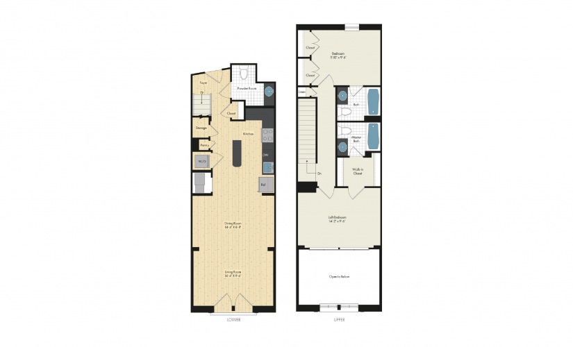 2 Bedroom Floor Plan At Upstairs At Bethesda Row